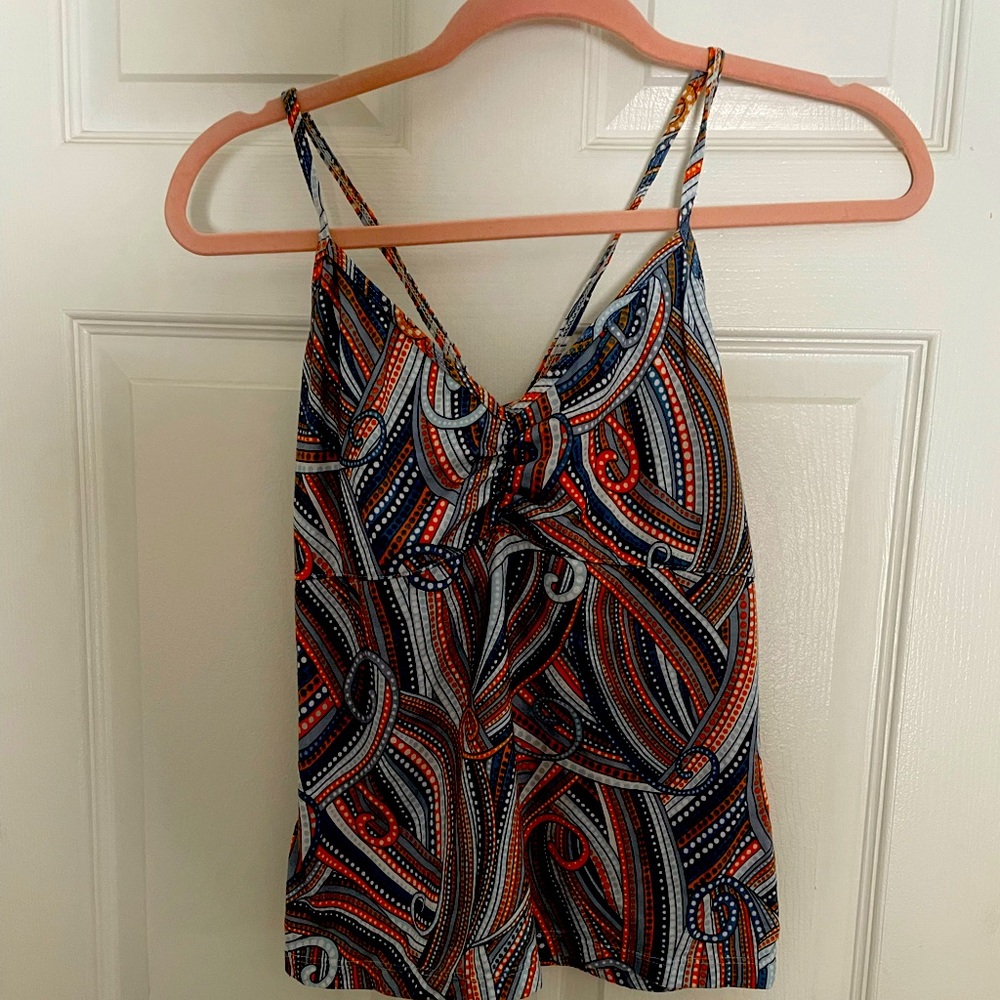 Prana Multicolor Paisley-Print Spaghetti Strap Tank Top - Navy, Red, White